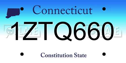 1ZTQ660 Connecticut License Plate