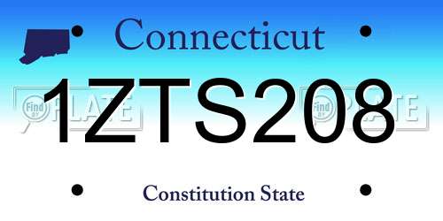 1ZTS208 Connecticut License Plate
