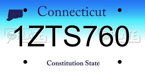 1ZTS760 Connecticut License Plate