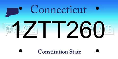 1ZTT260 Connecticut License Plate