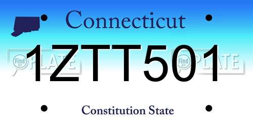 1ZTT501 Connecticut License Plate