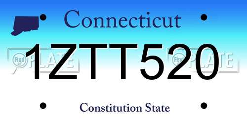 1ZTT520 Connecticut License Plate