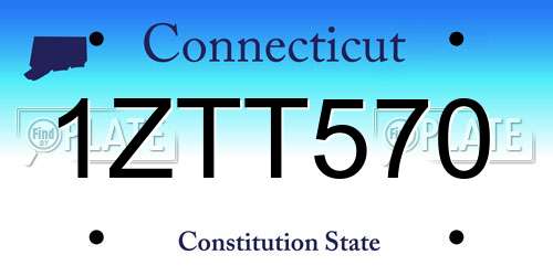 1ZTT570 Connecticut License Plate