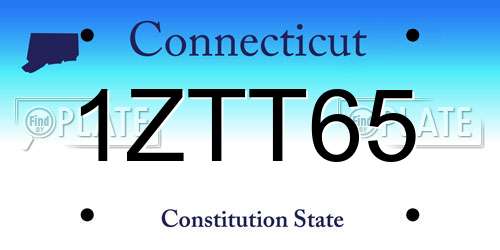 1ZTT65 Connecticut License Plate