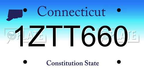 1ZTT660 Connecticut License Plate