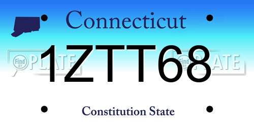 1ZTT68 Connecticut License Plate