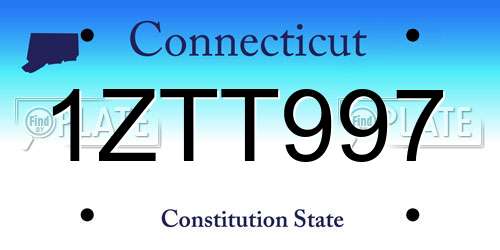 1ZTT997 Connecticut License Plate