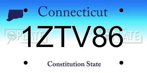 1ZTV86 Connecticut License Plate