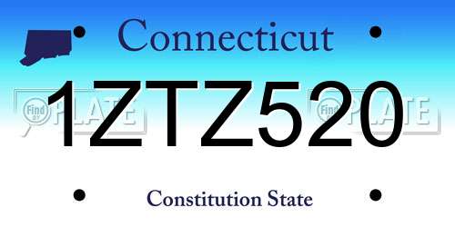 1ZTZ520 Connecticut License Plate