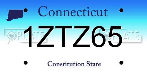 1ZTZ65 Connecticut License Plate