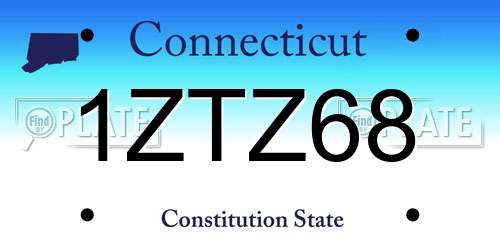 1ZTZ68 Connecticut License Plate
