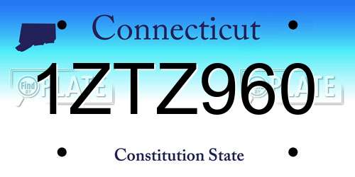 1ZTZ960 Connecticut License Plate