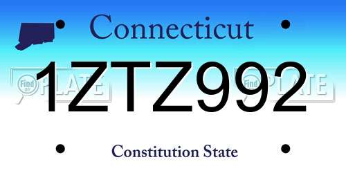 1ZTZ992 Connecticut License Plate