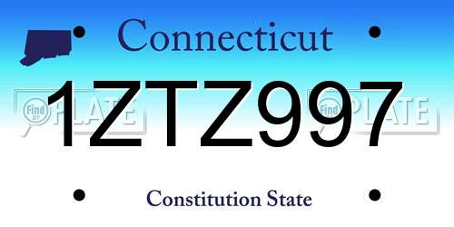 1ZTZ997 Connecticut License Plate