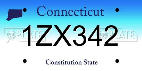 1ZX342 Connecticut License Plate
