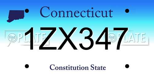 1ZX347 Connecticut License Plate