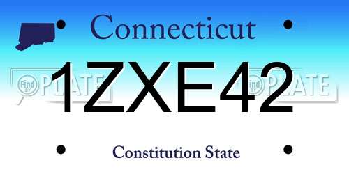1ZXE42 Connecticut License Plate