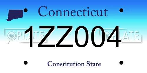 1ZZ004 Connecticut License Plate
