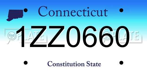 1ZZ0660 Connecticut License Plate