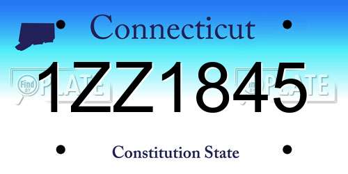 1ZZ1845 Connecticut License Plate