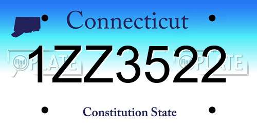 1ZZ3522 Connecticut License Plate