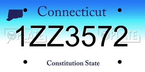 1ZZ3572 Connecticut License Plate