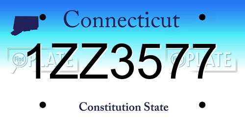 1ZZ3577 Connecticut License Plate