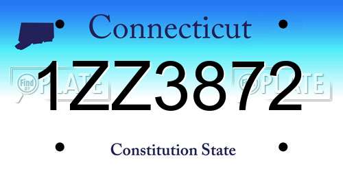 1ZZ3872 Connecticut License Plate