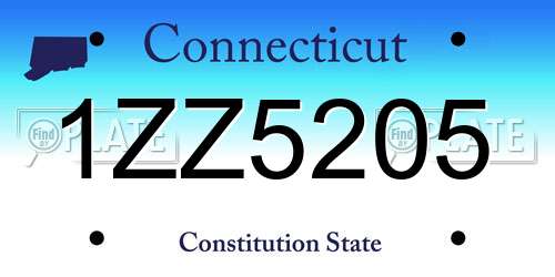 1ZZ5205 Connecticut License Plate
