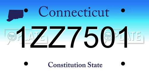 1ZZ7501 Connecticut License Plate