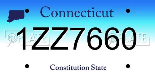 1ZZ7660 Connecticut License Plate