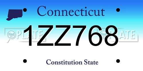 1ZZ768 Connecticut License Plate
