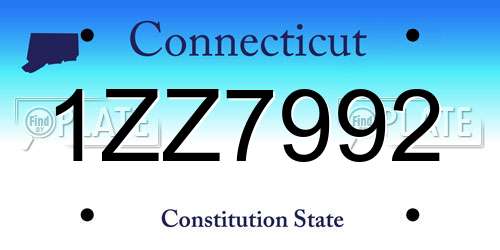 1ZZ7992 Connecticut License Plate
