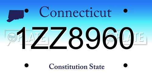 1ZZ8960 Connecticut License Plate