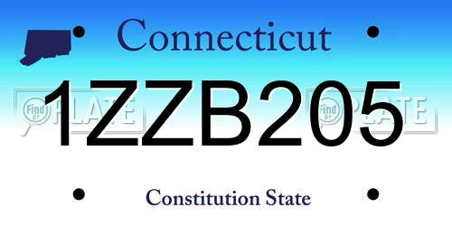 1ZZB205 Connecticut License Plate