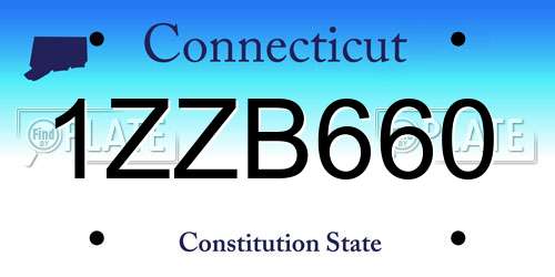 1ZZB660 Connecticut License Plate