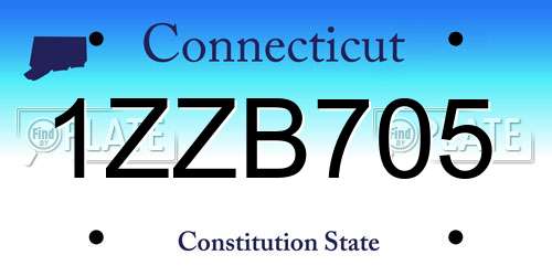 1ZZB705 Connecticut License Plate