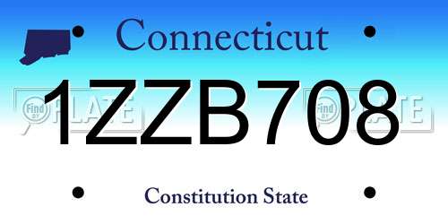 1ZZB708 Connecticut License Plate