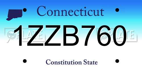 1ZZB760 Connecticut License Plate