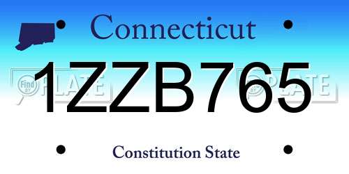 1ZZB765 Connecticut License Plate