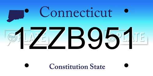 1ZZB951 Connecticut License Plate