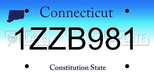 1ZZB981 Connecticut License Plate