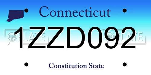 1ZZD092 Connecticut License Plate