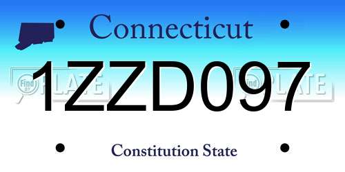 1ZZD097 Connecticut License Plate