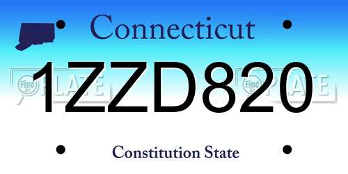 1ZZD820 Connecticut License Plate