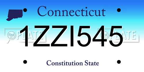 1ZZI545 Connecticut License Plate