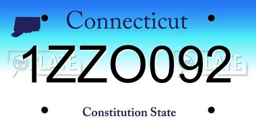 1ZZO092 Connecticut License Plate