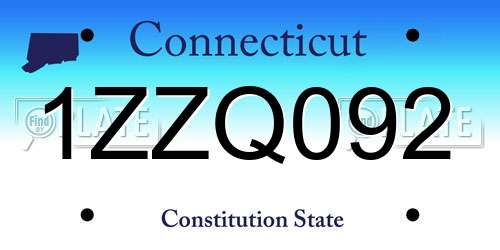 1ZZQ092 Connecticut License Plate