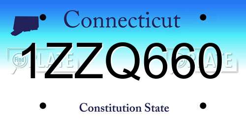 1ZZQ660 Connecticut License Plate