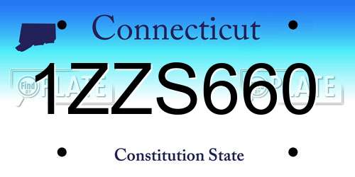 1ZZS660 Connecticut License Plate